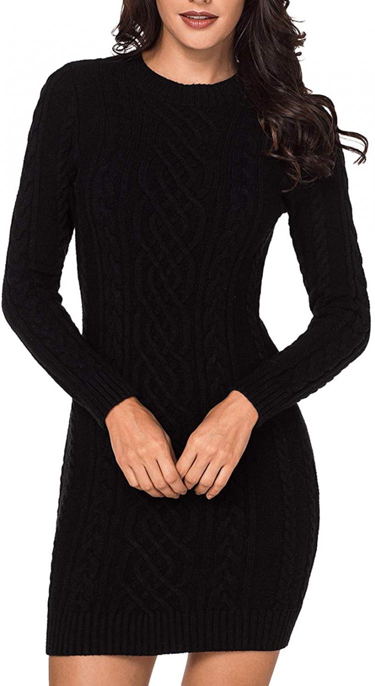 all in one place בגדי נשים LaSuiveur Women's Slim Fit Cable Knit Long Sleeve Sweater Dress