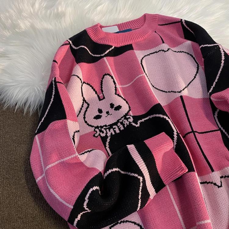 all in one place בגדי נשים Japanese Vintage Cartoon Knit Harajuku Sweater Women Autumn New O Neck Long Sleeve Pullovers Preppy Style Oversize Jumpers