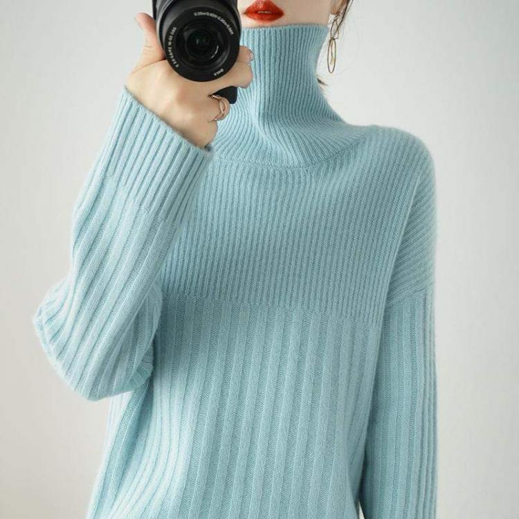 all in one place בגדי נשים Cashmere 2021 Basic Turtleneck Women Sweaters Fall Winter Thick Warm Pullover Slim Tops Ribbed Knitted Sweater Jumper Soft Pull