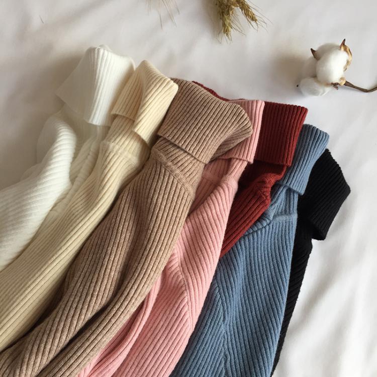 all in one place בגדי נשים 2021 Autumn Winter Thick Sweater Women Knitted Ribbed Pullover Sweater Long Sleeve Turtleneck Slim Jumper Soft Warm Pull Fem