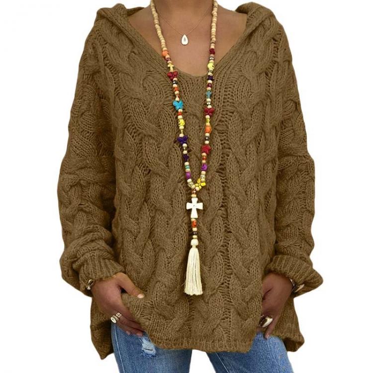 all in one place בגדי נשים Sweaters And Pullovers For Women Winter Casual Long Sleeve Twist Knit Hoodie Office Lady Plus Size Loose Tops Sweater
