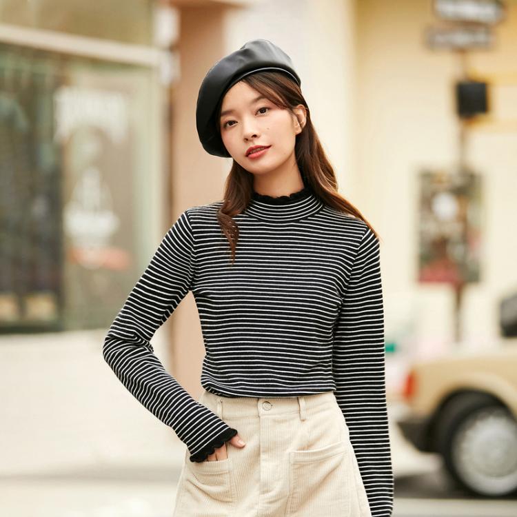 all in one place בגדי נשים INMAN Winter Women's Striped Turtleneck Knit Sweater Long Seeve Women Clothing Fit Elegant Lady Girl Cute Pullover Warm Knitw