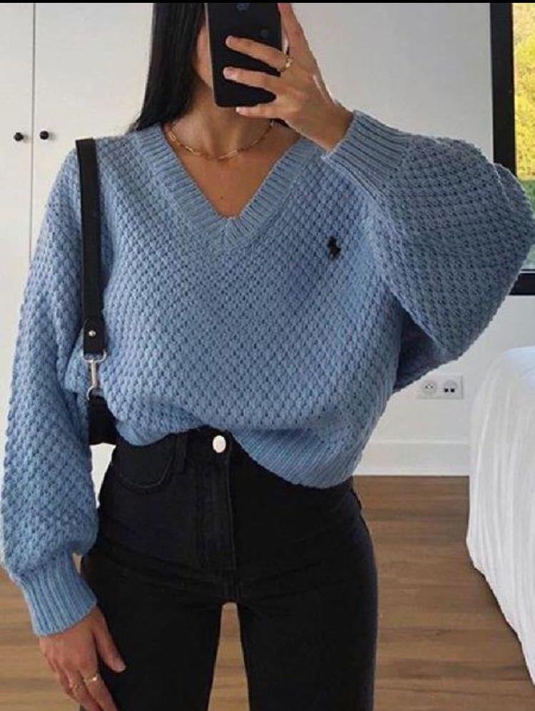 all in one place בגדי נשים 2021 new sweater fashion sexy v-neck loose women's top knitted milky white sweater womens knit sweaters  women clothing