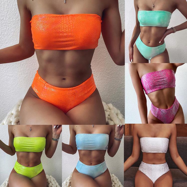 all in one place בגדי נשים HOHL 2020 Snake print High Waist Bikini push up Swimwear Women Sexy Bandeau Bikinis