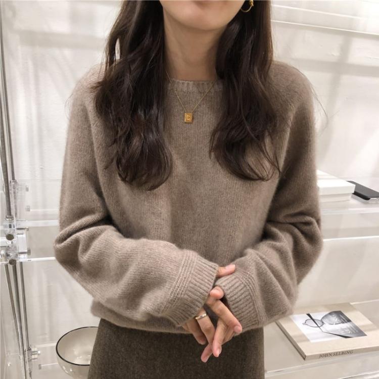 all in one place בגדי נשים Ailaile Women Knit Sweater Long Sleeve Loose Wool Pullover Round O Neck Outer Autumn Winter Thick All Match Basic Tops