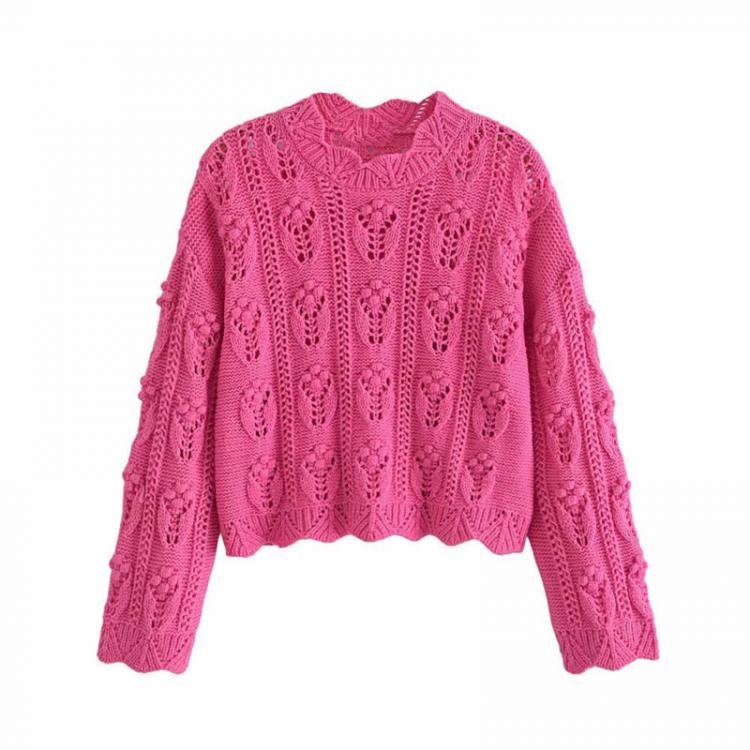 all in one place בגדי נשים Sweaters Women Solid Chic Hollow Pullover Long Sleeve Casual Ladies Knitted Top Knitwear Loose All-match 2021 Autumn Winter