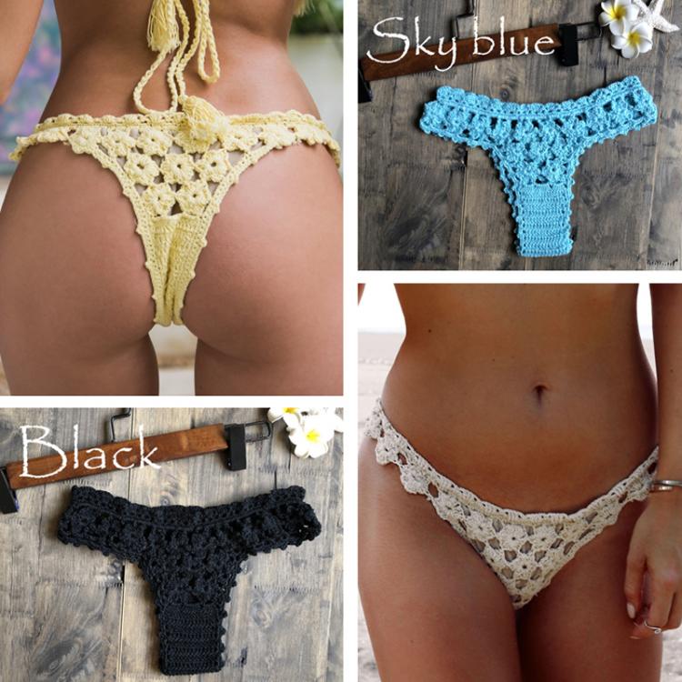 all in one place בגדי נשים Women Unique Sexy Handmade Crochet Swimwear Bikini Bottom Hollow-out Low Waist Bathing Suit Triangle Briefs Swim knicker