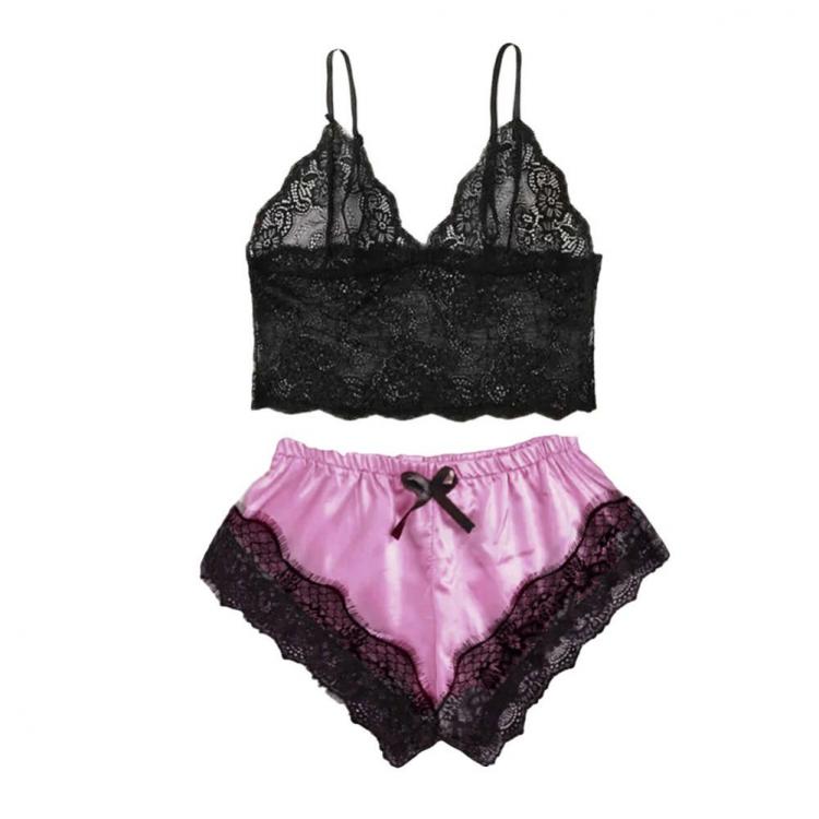 all in one place בגדי נשים Sexy Lace Bra Pajamas  Women Silk Lace Casual Loose Solid Sleeveless Babydoll Nightgown Sleepwear Summer Clothes