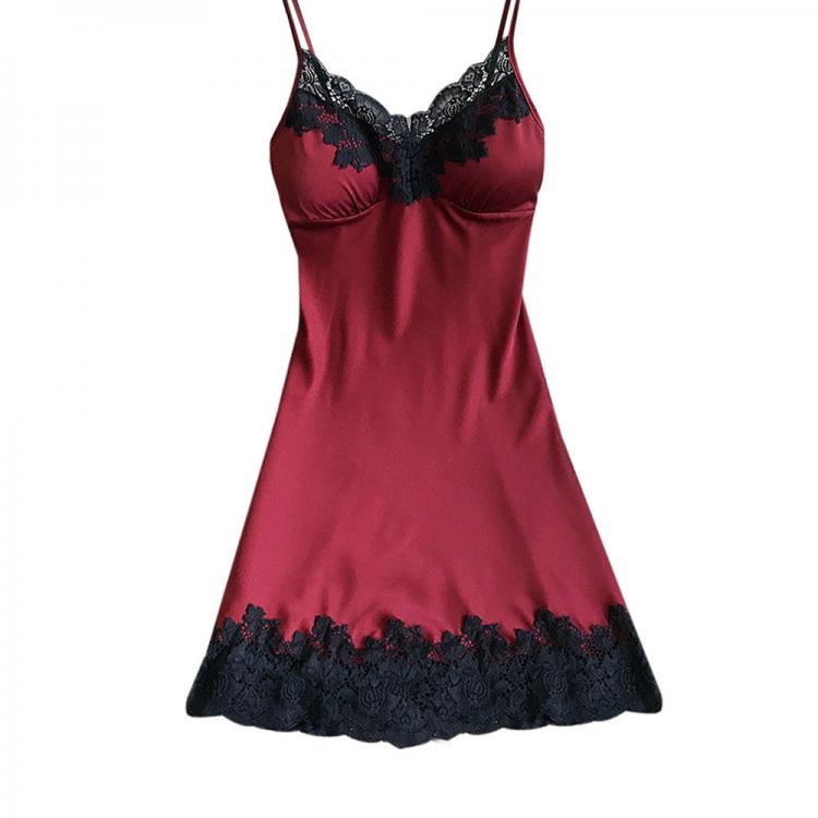 all in one place בגדי נשים Sexy Sleepwear Satin Nightgown For Women Ladies Sleeveless Nightwear Nightgown Nightdress Sexy Dress With Chest Pads