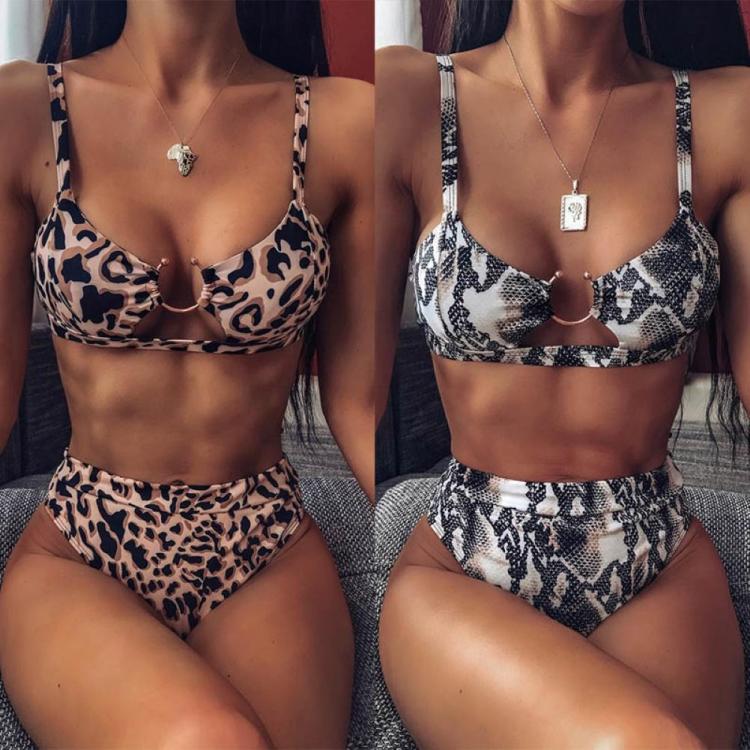 all in one place בגדי נשים 2020 Women Sexy Leopard Snake Print Swimsuit Padded Bra Low Rise Briefs Brazilian Biquini Bikini Set Bathing Suit Bather