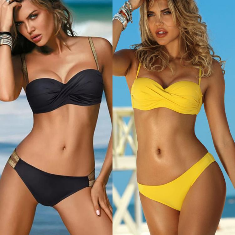 all in one place בגדי נשים Sexy bikini 2020 Solid swimsuit women Two pieces bathing suits Brazilian swimwear female Low waist beachwear Black bikinis set