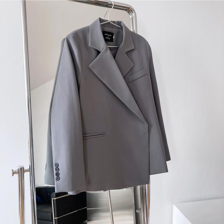 all in one place בגדי נשים Mooirue Spring Elegant Women Blazer Long Sleeve Hidden Button Korea Suit Top Fashion Blue Black Khaki Blazers