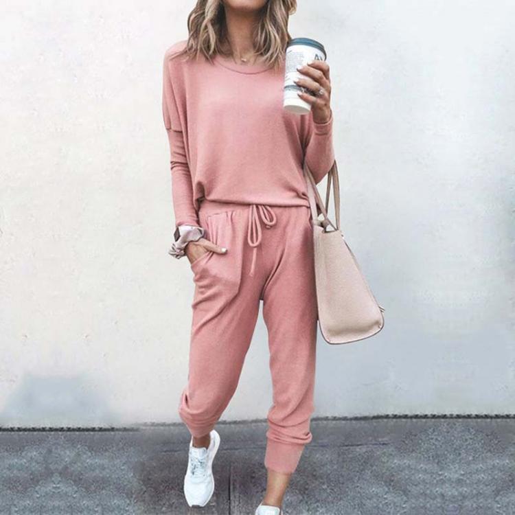 all in one place בגדי נשים Winter Two Piece Set Women Plus Size Long Sleeve Black Solid T Shirt + Pant Suits Set Casual Women Tracksuit Vetement Femme 2021