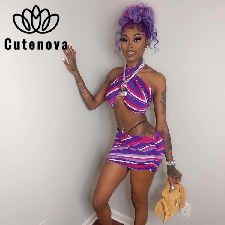 all in one place בגדי נשים CuteNova  Fans One $  Mini  Sale Two-Piece Women 2021 Spring&Autumn Streetwear Short Wide body