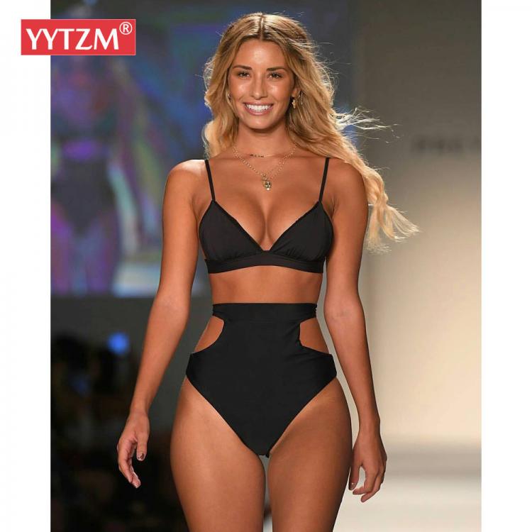 all in one place בגדי נשים YYTZM High Waist Bikinis 2021 Swimwear Women Push Up Swimsuits Solid Brazilian Bikini Ribbed Biquini Strap Swim Bathing Suits