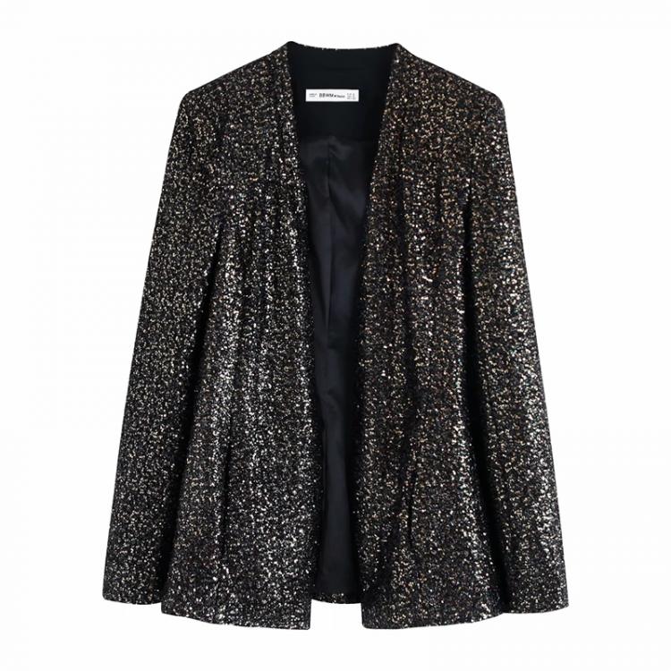 all in one place בגדי נשים 2020 Autumn Winter New European And American Light Luxury Style Sequin Embroidery Round V-Neck Blazer Women's Clothing