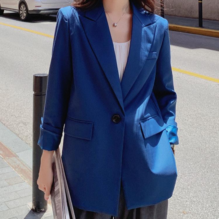 all in one place בגדי נשים Fashion Design Blazer Women's Classic Single Button Fitting Blazers Office Lady Jacket Blue Blazers Female Work Suit Coat Aut