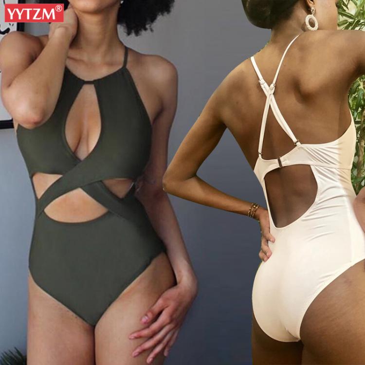 all in one place בגדי נשים YYTZM One-Piece Swimsuit High Waist Bikini Plus Size Swimwear Beach Cover Up Summer Beach Dress Biquini Brazilian Swimwear Women