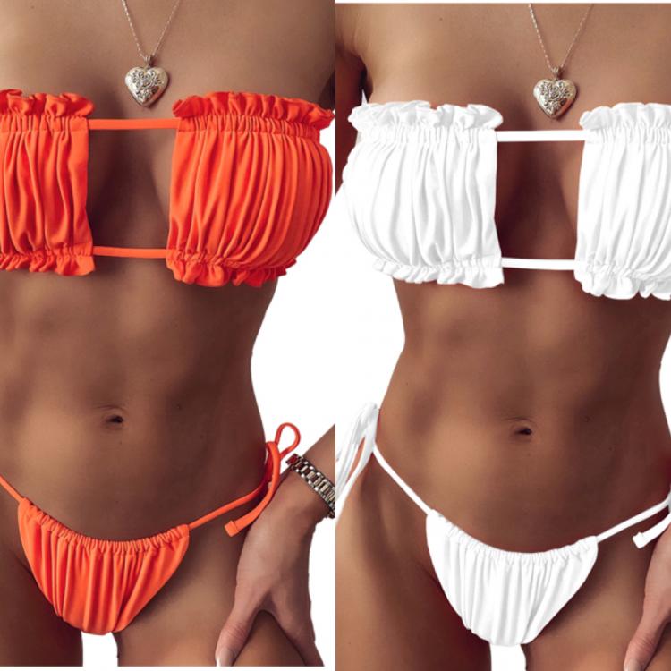 all in one place בגדי נשים 2021 New Women Lace Up Sleeveless Print Bikini Set Beach Swimsuit Summer Padded Bras Swim Panties Biquini Ladies Bathing Suit