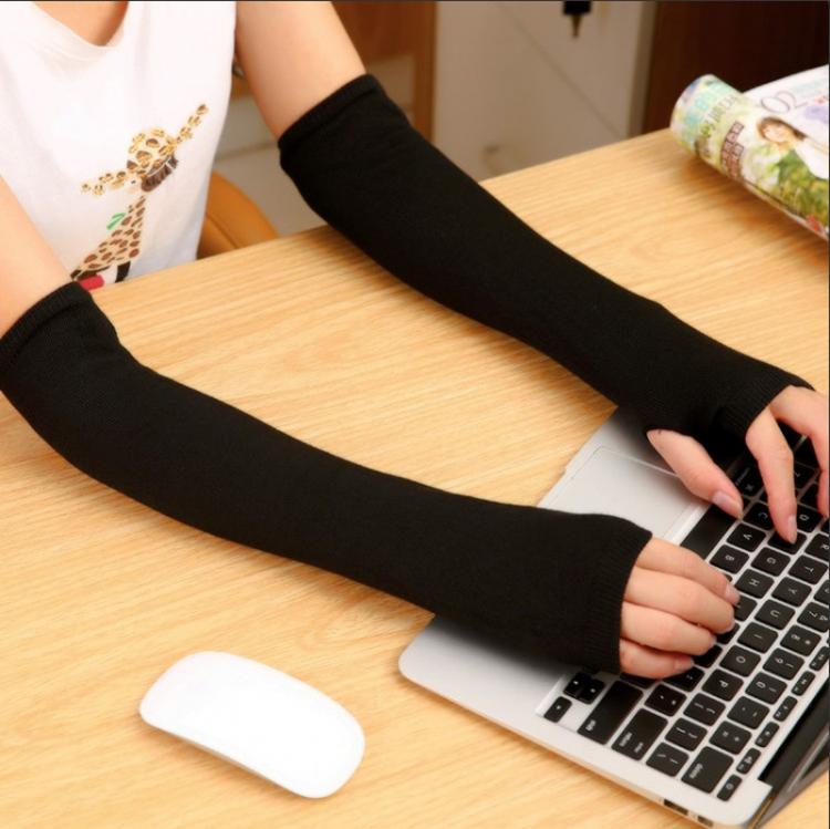 all in one place אביזרי נשים Winter Autumn Wrist Arm Hand Arm Warmers Women Men Knitted Long Fingerless Gloves Sleeve Soft Warm Mitten Elbow Mittens