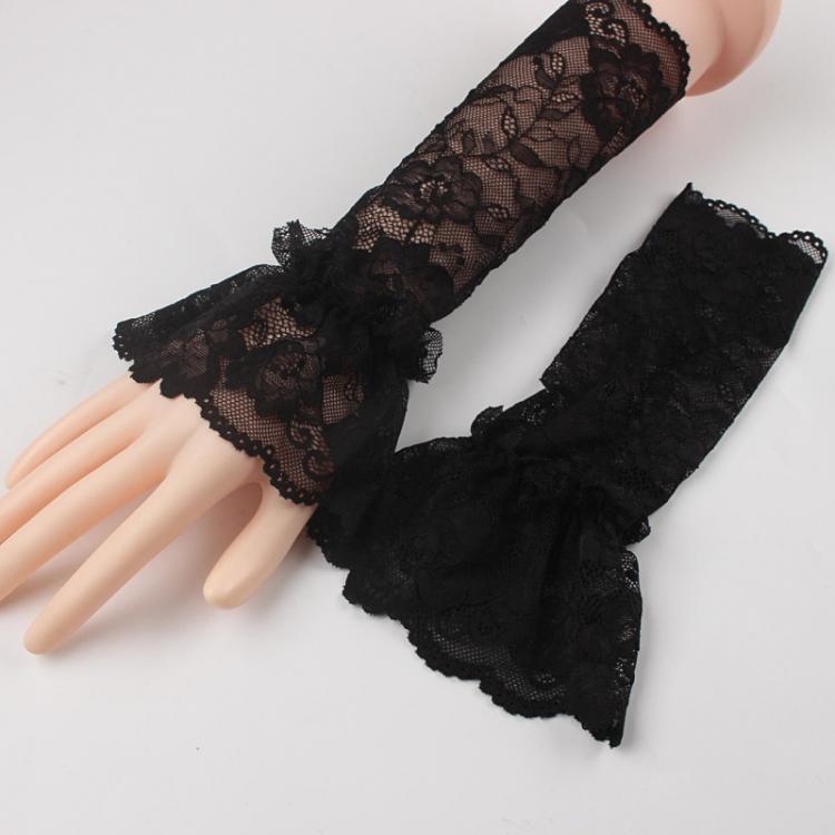 all in one place אביזרי נשים Women Lady Elastic Sleeve Driving Gloves Covered Arm Sleeves Organ Pleated Lace Hollow Hook Gloves Long Short Fingerless Gloves
