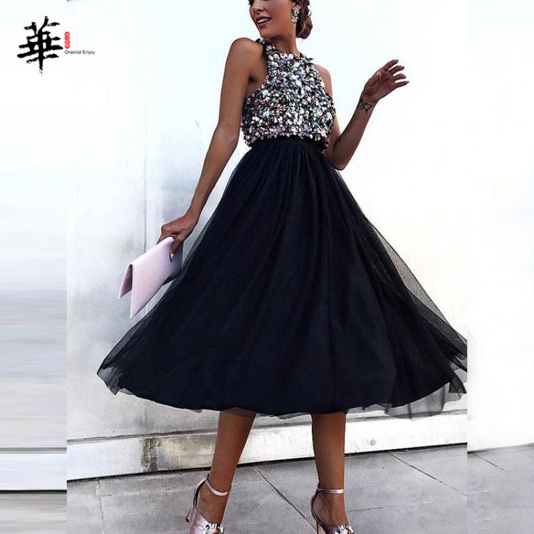 all in one place בגדי נשים Sequin Dress Women Summer Black Sleeveless Dresses for Women Party Woman Dress Sexy Lace Midi Dress for Women Vestido