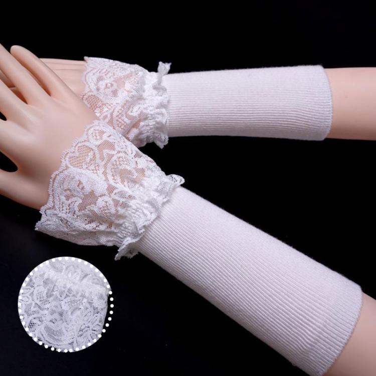 all in one place אביזרי נשים Women Lady Elastic Sleeve Driving Gloves Winter Knitted Lace Covered Arm Sleeves Hollow Mid-length Fake Sleeves Fake Cuffs Glove