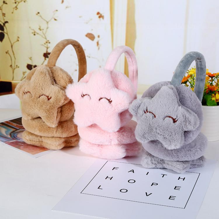 all in one place אביזרי נשים Winter Outdoor Star Smiley Face Plush Earmuffs Accessories Soft Thick Warm Ear Cover Solid Headphone Earlap for Boys Girls