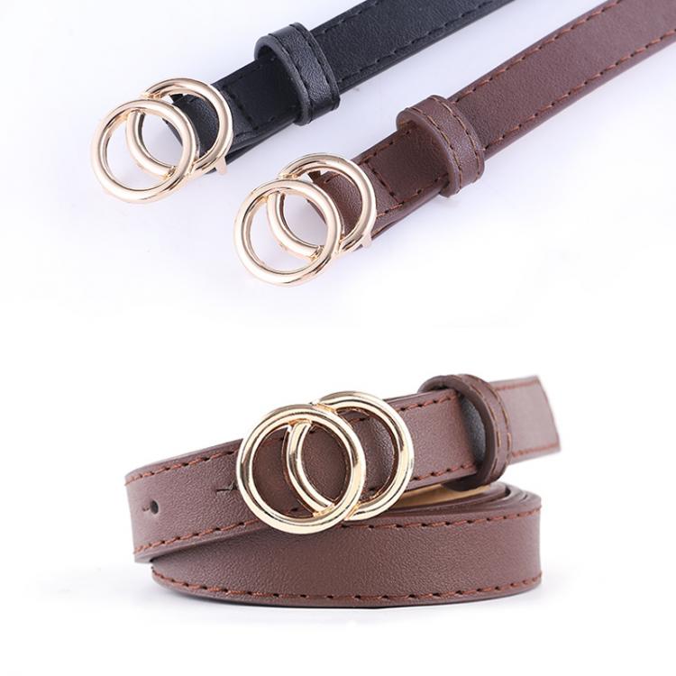 all in one place אביזרי נשים Women Belt Imitation leather Alloy Pin Buckle Belt New Double Circle Button Belt Leisure Jeans Fashion Dress Women Belt
