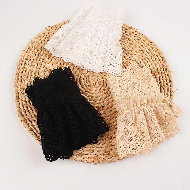 all in one place אביזרי נשים 2Pcs/Pair Women Girls Fake Flare Sleeves Floral Lace Pleated Ruched False Cuffs Sweater Wrist Cutout Arm Cover car Cover Gloves