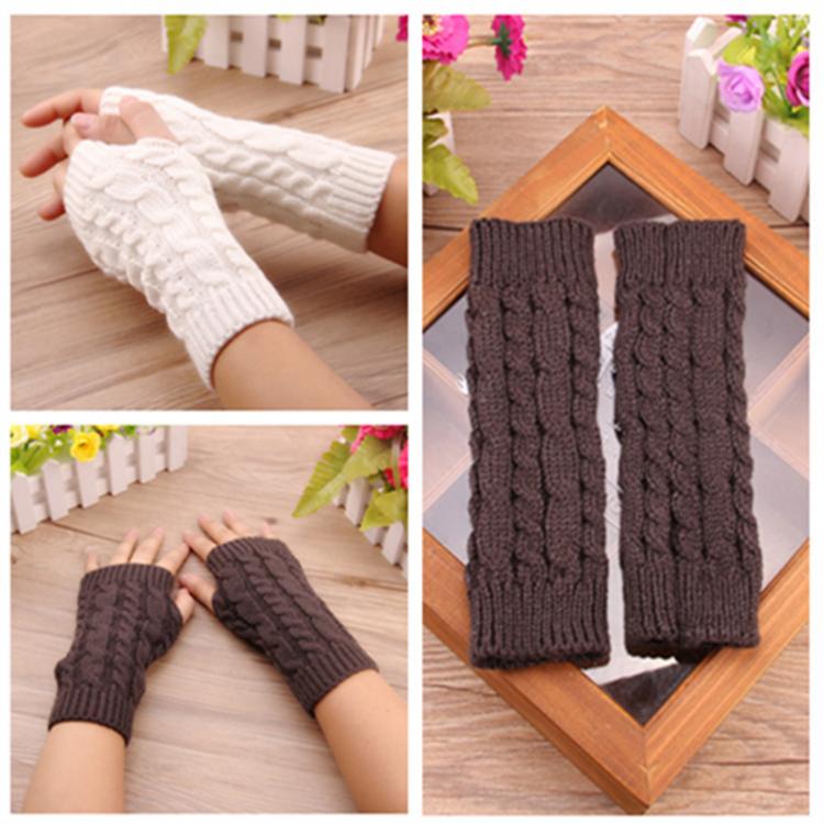 all in one place אביזרי נשים Women Wool Mitten Warm Fingerless Gloves Hand Warmer sleeves arms Winter Women Arm Crochet Knitting Faux Gloves Gants Femme