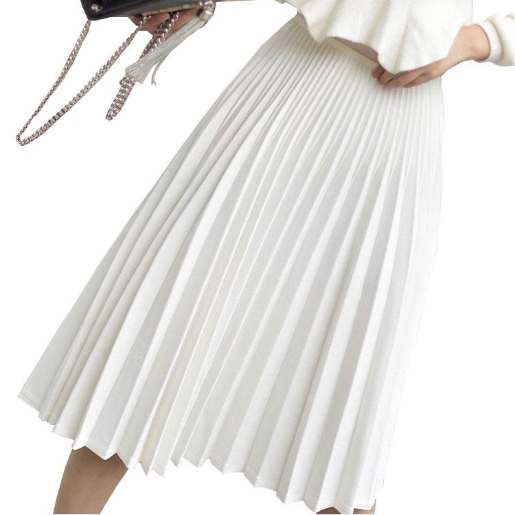 all in one place בגדי נשים 2020 Spring Women Elegant Pleated Skirt High Waist Women White Long Skirt Female Ladies High Quality Women Midi Skirt Black Saia