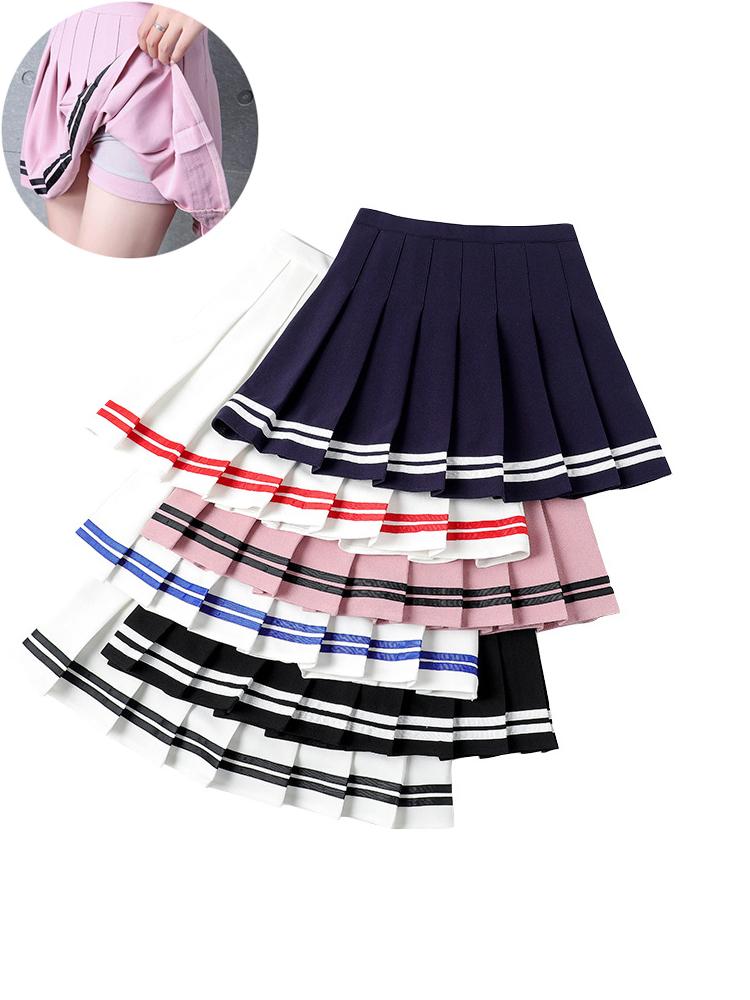 all in one place בגדי נשים Y2k Summer Korean Fashion Short Women Skirt Casual Slim Elastic High-Waisted Striped Harajuku Pleated Plaid A-Line Mini Skirts