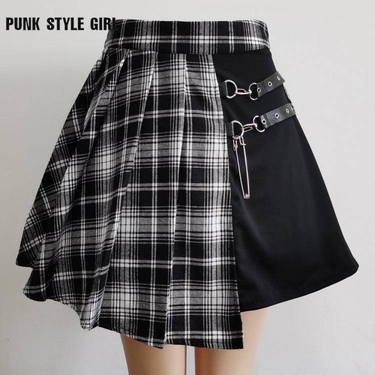 all in one place בגדי נשים Gothic Emo Alt JK Mini Skirt Streetwear Japanese Korean Style Uniform JK Skater Kawaii A Line Skirts Plaid Side Button Skirt