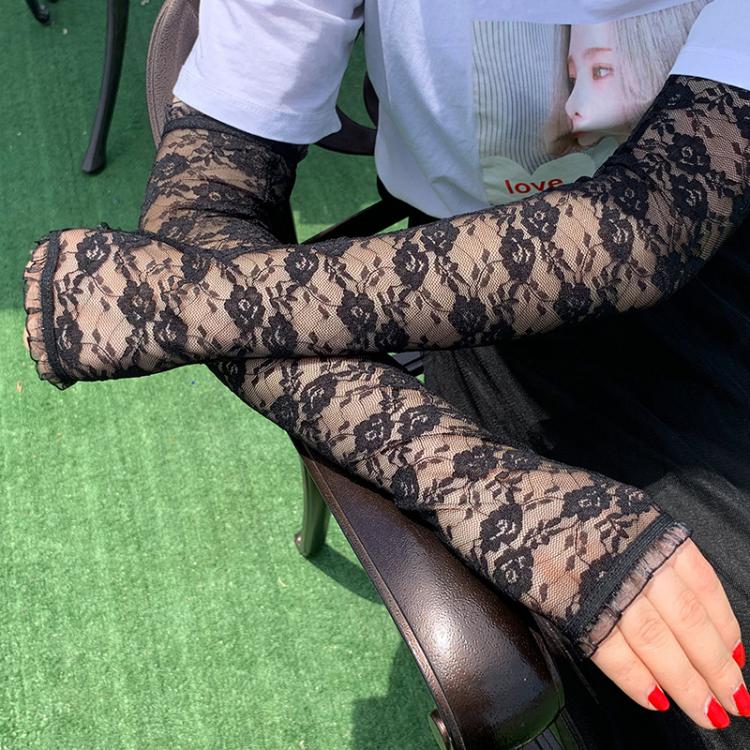all in one place אביזרי נשים Classic Lace Arm Sleeves Arm Elastic Fake Sleeves Driving Gloves Protectors Summer Sunscreen Fingerless Mittens Covered Scar