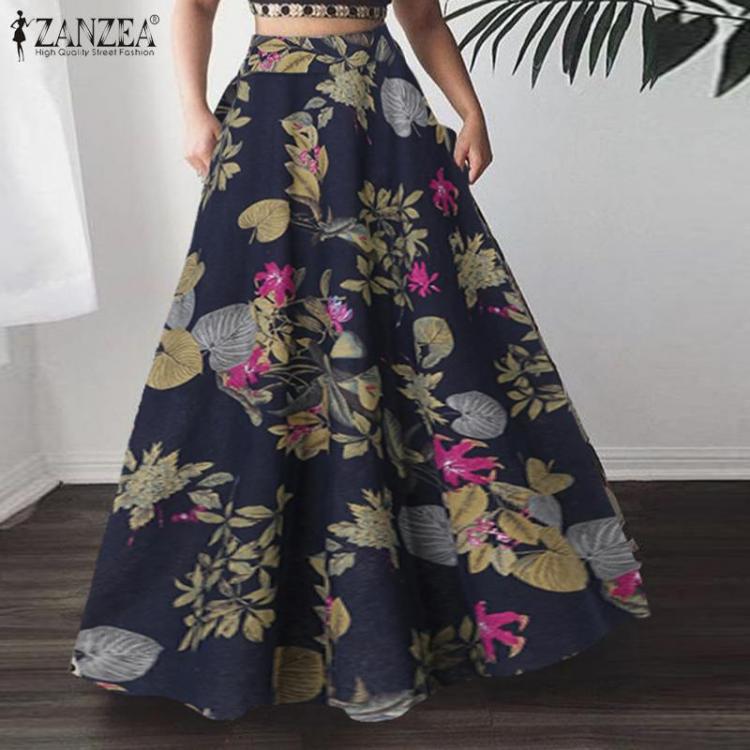 all in one place בגדי נשים Vintage Printed Skirts Women's Spring Sundress ZANZEA 2021 Casual High Waist Long Maxi Vestidos Female Zip Up Floral Robe Fem