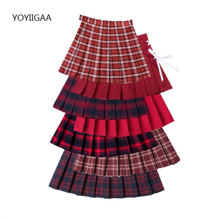 all in one place בגדי נשים Summer Women Pleated Skirts High Waist Female Mini Skirt Harajuku Preppy Style Ladies Plaid Skirts Sweet Girls Dance Mini Skirt