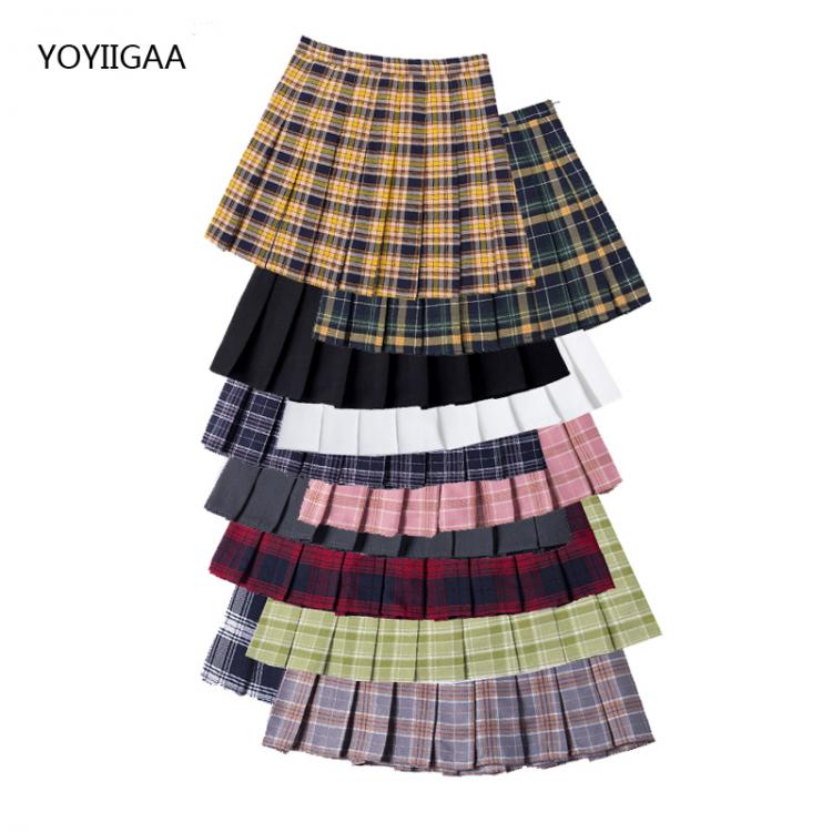 all in one place בגדי נשים Summer Skirt High Waist Women Pleated Skirts Fashion Slim Waist Women Sweet Girls Dance Skirt Plaid Casual Ladies Short Skirts