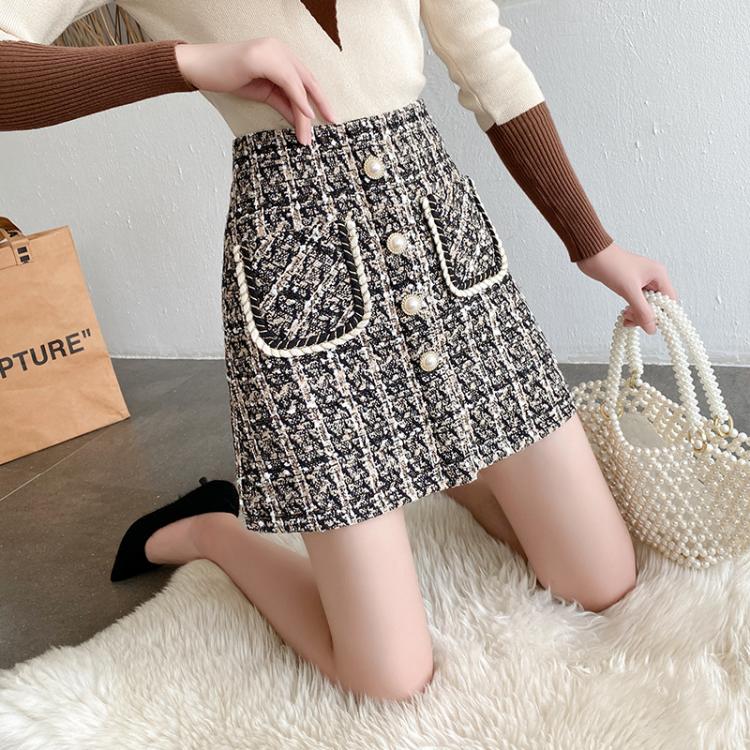 all in one place בגדי נשים Hepburn style New retro elegant Skirt Women 2021 autumn  winter high waist woolen bag hip A-line skirt temperament Skirt Female