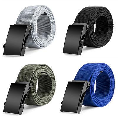 all in one place אביזרי נשים 2019 New Waist Belts Men Womens Unisex Cotton Canvas Fabric Webbing Black Buckle Belt Army Accessories