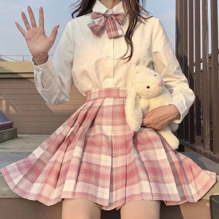 all in one place בגדי נשים JMPRS Plaid Women Pleated Skirt Bow Knot Summer High Waist Preppy Girls Dance Mini Skirt Cute A Line Harajuku Sexy Japan Faldas