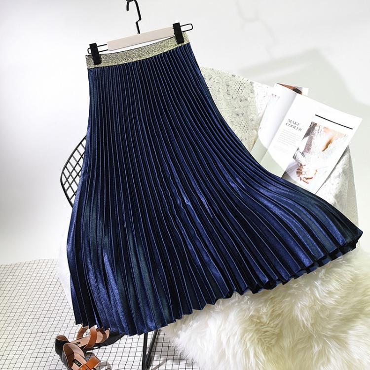 all in one place בגדי נשים 2019 Spring Women Elegant Pleated Skirt Elastic High Waist Women Long Skirt Female Autumn Ladies High Quality Midi Skirt Saia