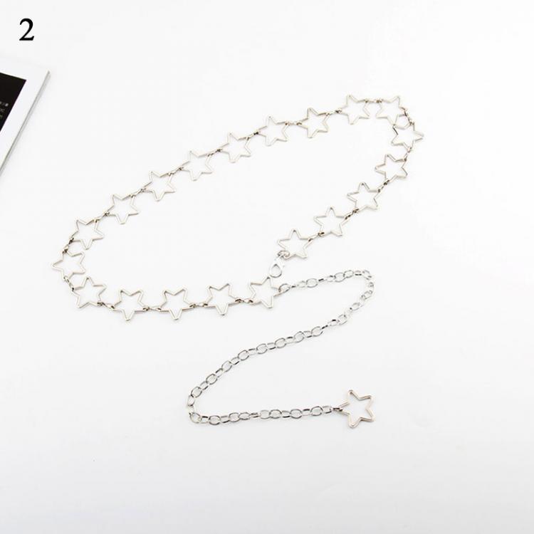 all in one place אביזרי נשים Fashion waist Chain Belt Women star Metal Chain Waistband Gold Silver Heart Round Waist Chain Cool Girls Accessories Long Tassel