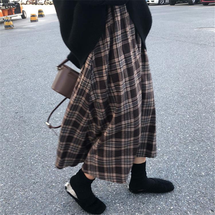 all in one place בגדי נשים New Japanese Harajuku Autumn Winter Women Midi Skirt High Waist Plaid Female Saias Korean Ulzzang Streetwear Elegant Long Skirts