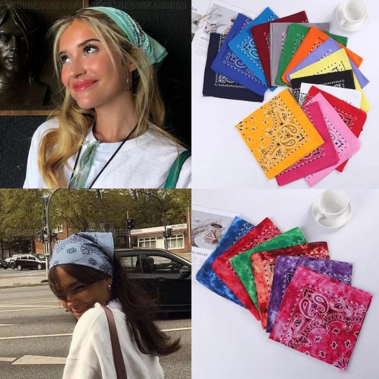 all in one place אביזרי נשים Bohemia Print Bandana Hair Bands for Girls Women Headband Scarf Face Mask Cross TurbanBandanas Headwear 54cmX54cm Bandana stamp