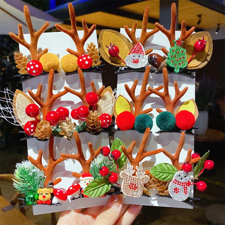 all in one place אביזרי נשים New Christmas Antler Hair Clips Deer Ear Hairpins Christmas Party Headbands Festival Pine Cones Hair Ball Hair Accessories