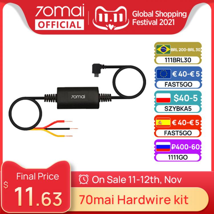 all in one place אלקטרוניקה 70mai Parking Surveillance Cable for 70mai 4K A800S A500S A400 D06 D07 D08 M300 Hardwire Kit for Car DVR 24H Parking Monitor