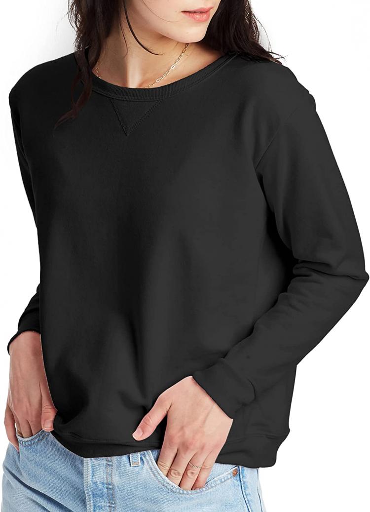all in one place בגדי נשים Hanes Women's EcoSmart Crewneck Sweatshirt