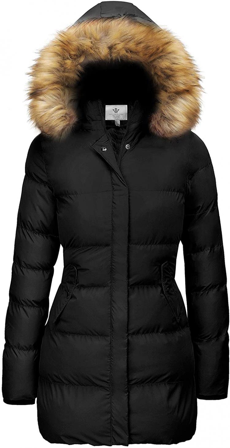all in one place בגדי נשים WenVen Women's Winter Thicken Puffer Coat Warm Jacket with Fur Removable Hood