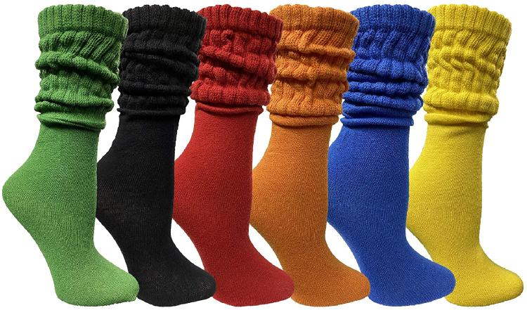 all in one place בגדי נשים 6 Pack Yacht & Smith Scrunch Socks for women Cotton Slouch Sock, Woman Knee High Boot Sock